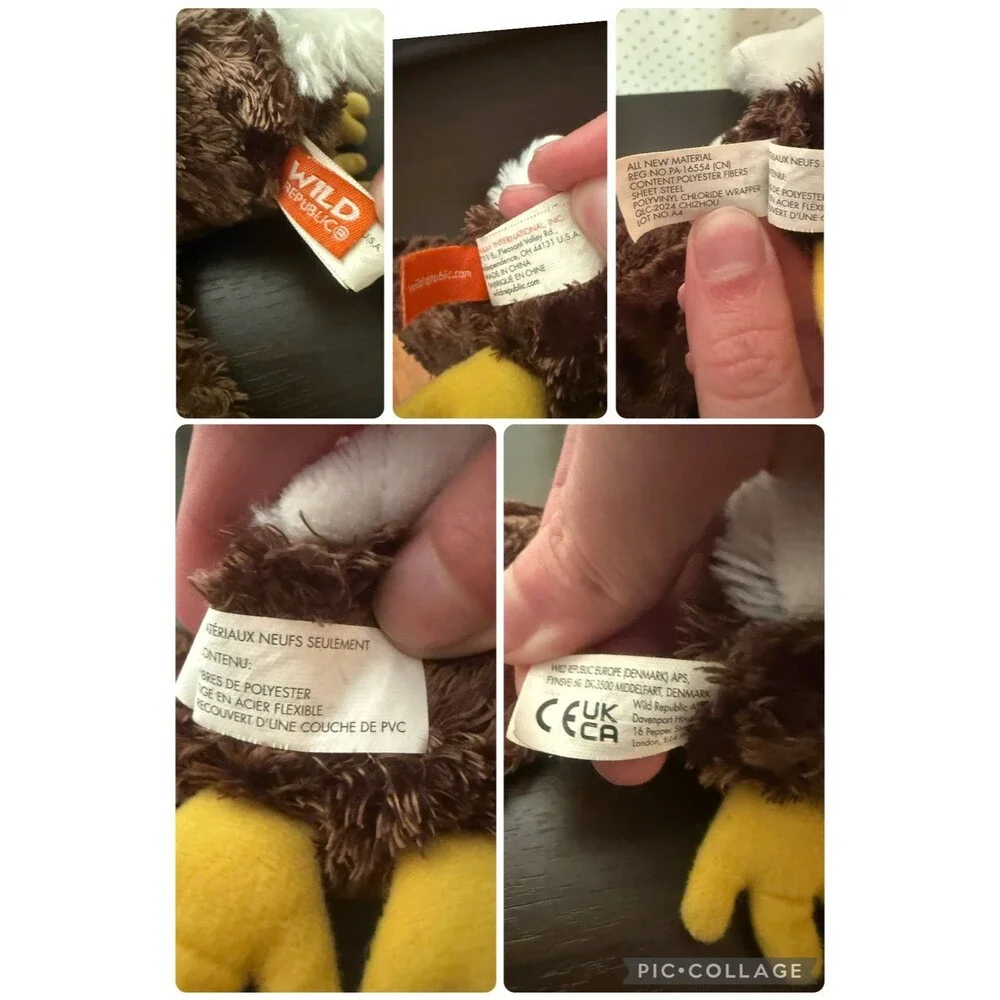 Wild Republic Huggers Wristband Plush Eagle Bird 7